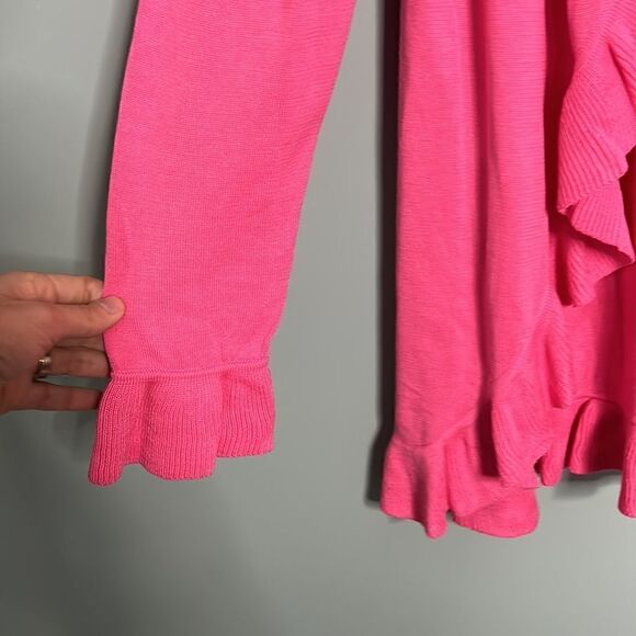 Lilly Pulitzer Keirnan Long-Sleeve Ruffle Cardigan Pink - Picture 3 of 8